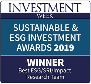 Label of Sustainable & ESG investment awards 2019 for best ESG/SRI/Impact Researcg Team