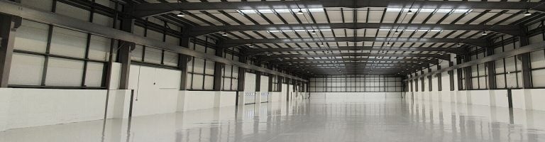Empty warehouse with skylights
