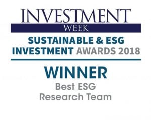 Label of Sustainable and ESG investment awards 2018 in best ESG Research Team category