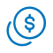 Icon of the USD within a circle and a half circle below